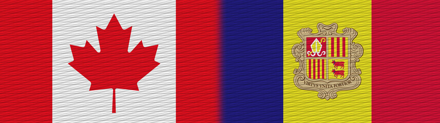 Obraz premium Andorra and Canada Canadian Fabric Texture Flag – 3D Illustration