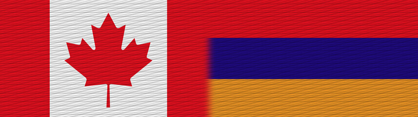 Armenia and Canada Canadian Fabric Texture Flag – 3D Illustration