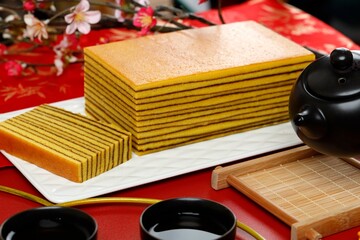 Close up view of Lapis Legit or Thousand Layers Cake