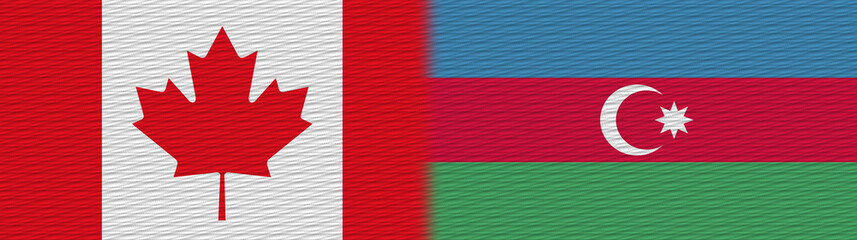 Azerbaijan and Canada Canadian Fabric Texture Flag – 3D Illustration