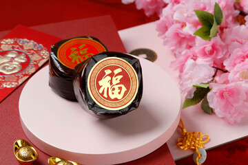 Imlek Chinese New Year Cake, Nian Gao or Kue Keranjang.