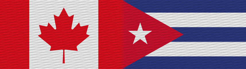 Cuba and Canada Canadian Fabric Texture Flag – 3D Illustration