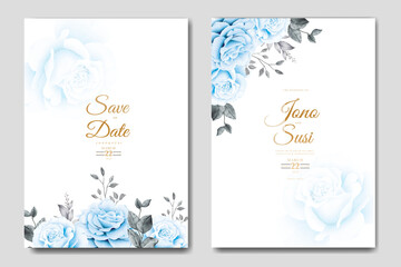 Navy blue floral watercolor wedding invitation templates
