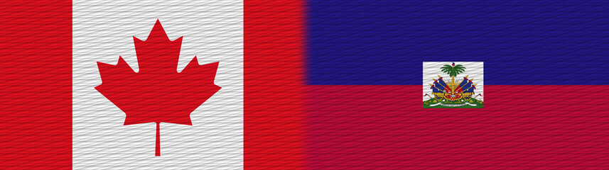Haiti and Canada Canadian Fabric Texture Flag – 3D Illustration