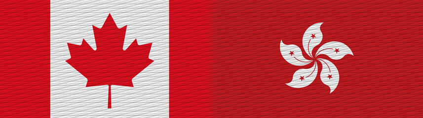 Hong Kong and Canada Canadian Fabric Texture Flag – 3D Illustration