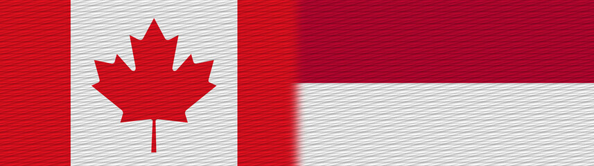Indonesia and Canada Canadian Fabric Texture Flag – 3D Illustration