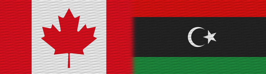 Libya and Canada Canadian Fabric Texture Flag – 3D Illustration