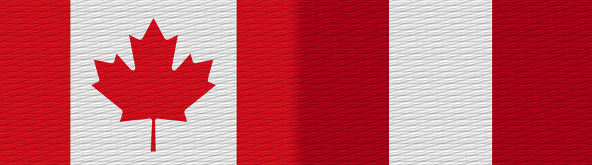 Peru and Canada Canadian Fabric Texture Flag – 3D Illustration