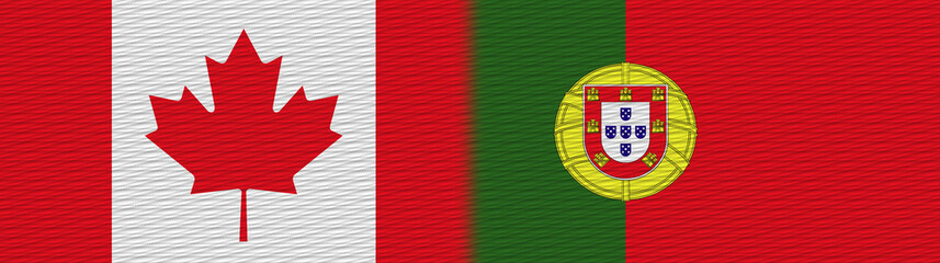 Portugal and Canada Canadian Fabric Texture Flag – 3D Illustration