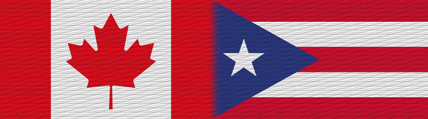 Puerto Rico and Canada Canadian Fabric Texture Flag – 3D Illustration