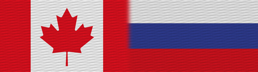 Russia and Canada Canadian Fabric Texture Flag – 3D Illustration