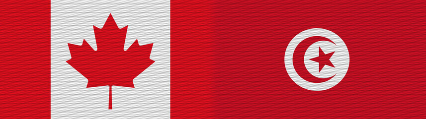Tunisia and Canada Canadian Fabric Texture Flag – 3D Illustration