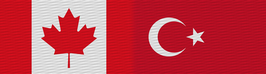 Turkey and Canada Canadian Fabric Texture Flag – 3D Illustration