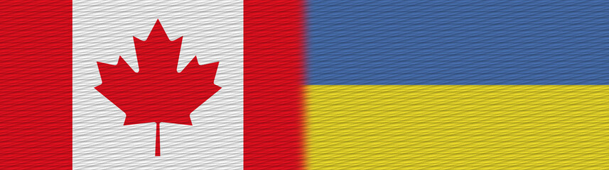 Ukraine and Canada Canadian Fabric Texture Flag – 3D Illustration