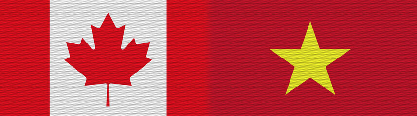 Vietnam and Canada Canadian Fabric Texture Flag – 3D Illustration