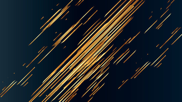 Motion Golden lines on dark background. Gold geometric pattern. Vector decoration