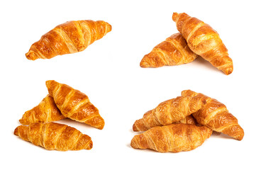 Set of croissant isolated on white background