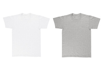 White and gray t shirt isolated on white background