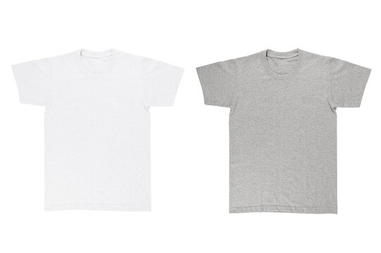 White And Gray T Shirt Isolated On White Background