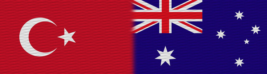 Australia and Turkey Turkish Fabric Texture Flag – 3D Illustration