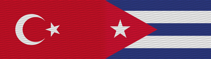 Cuba and Turkey Turkish Fabric Texture Flag – 3D Illustration