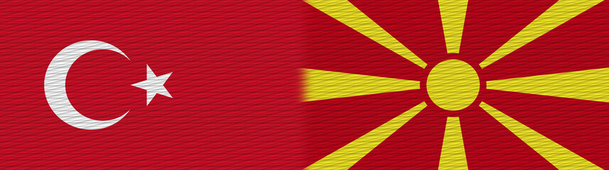 Macedonia and Turkey Turkish Fabric Texture Flag – 3D Illustration