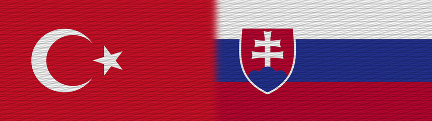 Slovakia and Turkey Turkish Fabric Texture Flag – 3D Illustration