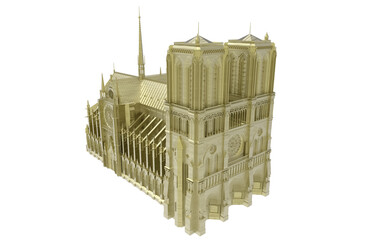 Notre Dame Cathedral Paris illustration image 3D