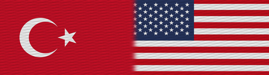 United States of America and Turkey Turkish Fabric Texture Flag – 3D Illustration