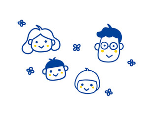  アイコン, イラスト, 顔, 家族, 子供, 楽しい, 男の子, 笑う, 人々, デザイン, キッズ, 女の子, キャラクター, アイコン, ファミリー, 女の子, パパ, ママ