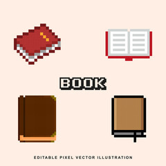 Pixel book set icon vector illustration for video game asset, motion graphic and others