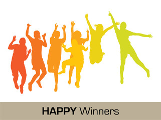 Happy Winners Jumping on illustration graphic vector