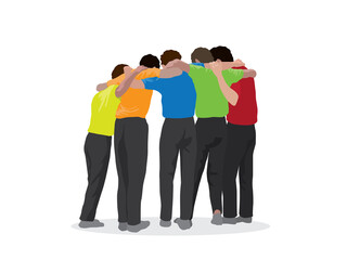 Fototapeta premium Group of Students Head Together Teamwork in illustration graphic vector