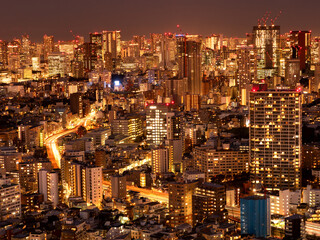 Obraz premium 夕暮れの都市風景 東京 