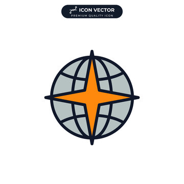 Globe compass icon symbol template for graphic and web design collection logo vector illustration