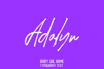 Adalyn Baby Girl Name in Stylish Cursive Brush Typography Text on Purple Background
