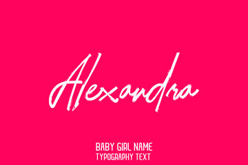 Alexandra Baby Girl Name in Stylish Cursive Brush Typography Text on Pink Background