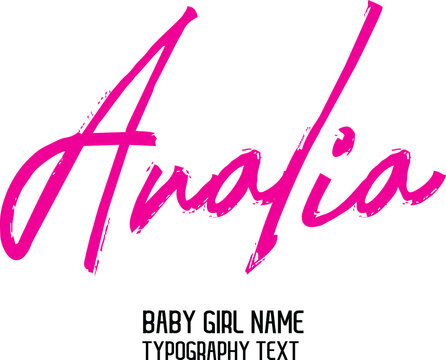Analia Girl Name Hand Written Brush Lettering Pink Color 
 Calligraphy