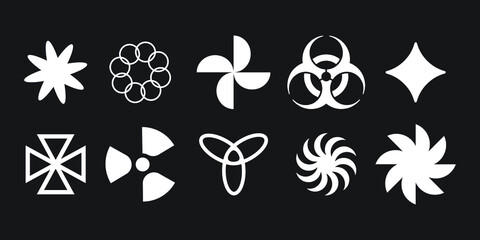 set of various illustrations of the star, star illustrated in various models isolated on black. an element collection for decoration.