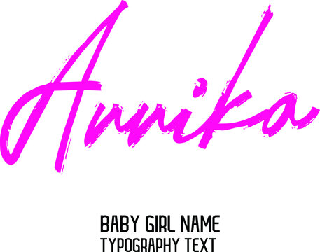 Annika  Name for Cute Baby Girl in Cursive Pink Color  Typography Text Design