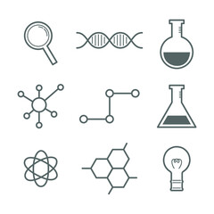 과학 아이콘-과학 실험 도구와 유전학