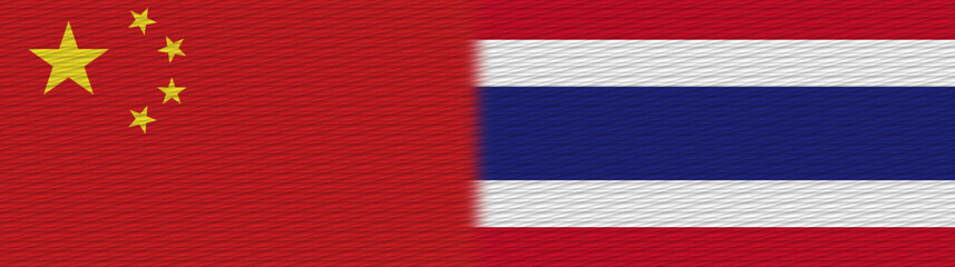 Thailand and China Chinese Fabric Texture Flag – 3D Illustration