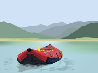 Kayak on the Lake in illustration graphic vector