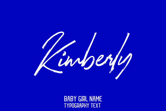 Kimberly Baby Girl Name Lettering Sign in Stylish Cursive Calligraphy Text on Black Color Background