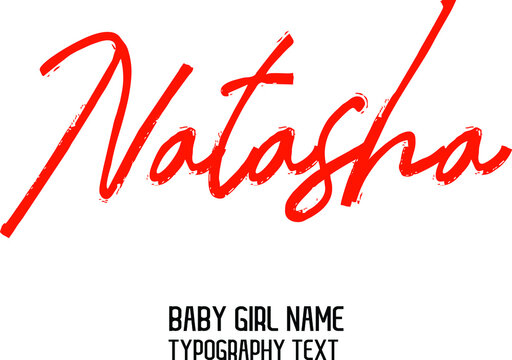 Natasha Female Name Handwritten Lettering Modern Red Color Typography