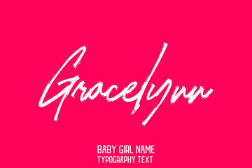 Gracelynn Woman's Name Lettering Sign in Stylish Cursive Calligraphy Text on Pink Color Background