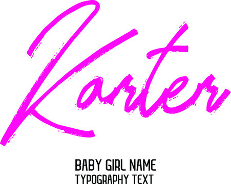 Karter Girl Name  Pink Color 
Brush Cursive  Typography Text
