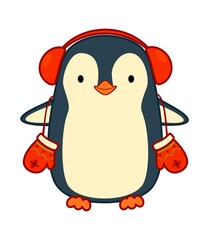 Christmas cartoons clip art. Christmas penguin clipart  illustration