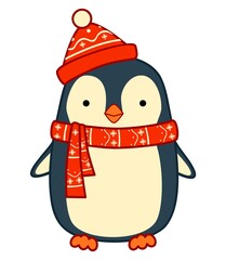Christmas cartoons clip art. Christmas penguin clipart  illustration