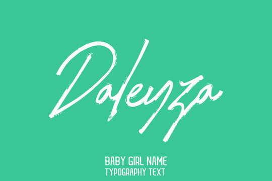 Daleyza Baby Girl Name in Stylish Cursive Brush Typography Text on Cyan Background